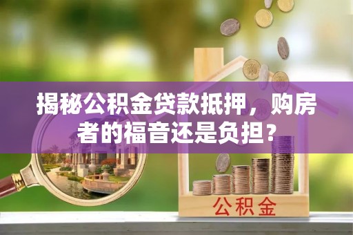 新宾揭秘公积金贷款抵押，购房者的福音还是负担？